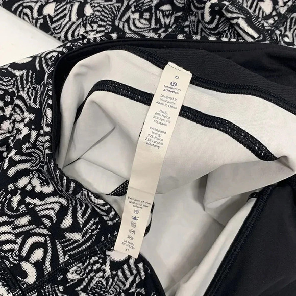 Lululemon Seawheeze 2017 Speed Tight V Leggings Black White Floral Print Size 6 - Picture 9 of 11